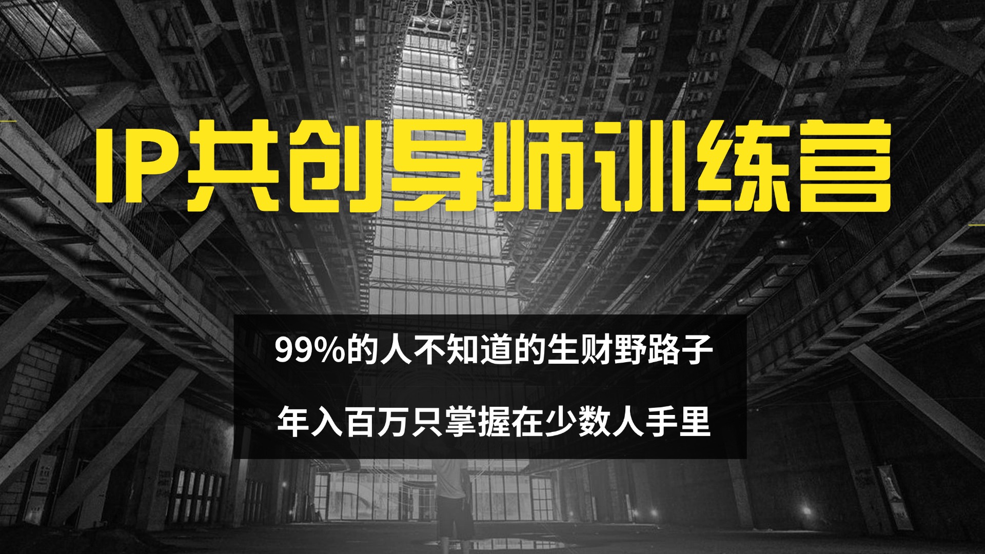 IP共创导师训练营 99%的人不知道的生财野路子 只掌握在少数人手里-科景网创