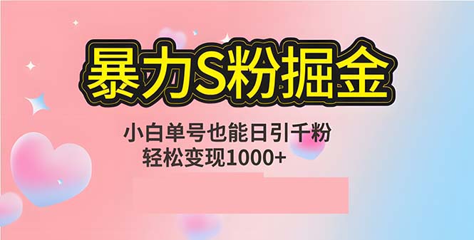 单人单机日引千粉，变现1000+，S粉流量掘金计划攻略-科景网创