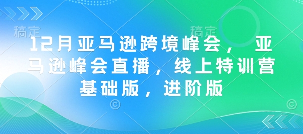12月亚马逊跨境峰会， 亚马逊峰会直播，线上特训营基础版，进阶版-科景网创