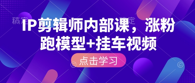 IP剪辑师内部课，涨粉跑模型+挂车视频-科景网创