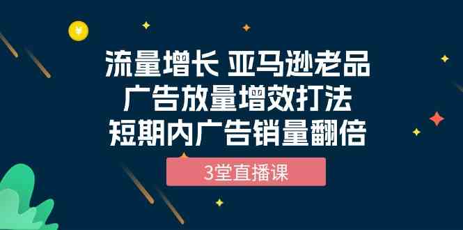 流量增长 亚马逊老品广告放量增效打法，短期内广告销量翻倍（3堂直播课）-科景网创