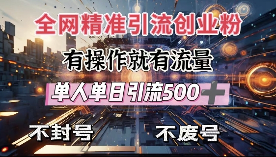 全网独家引流创业粉，有操作就有流量，单人单日引流500+，不封号、不费号-科景网创