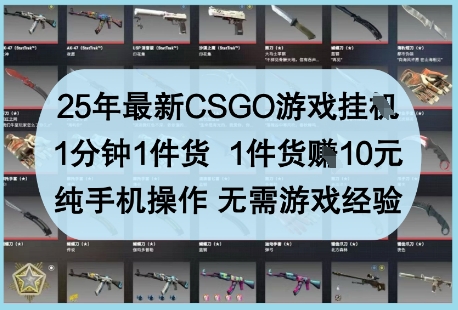 25年最新CSGO游戏挂G，1分钟1件货，1件货挣10元，纯手机操作，无需游戏经验【揭秘】-科景网创