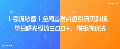 【引流必备】全网首发咸鱼引流黑科技，单日曝光引流500+，附矩阵玩法【揭秘】-科景网创