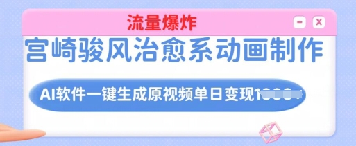 宫崎骏风治愈系动画制作，AI软件一键生成原创视频流量爆炸，单日变现多张，详细实操流程-科景网创