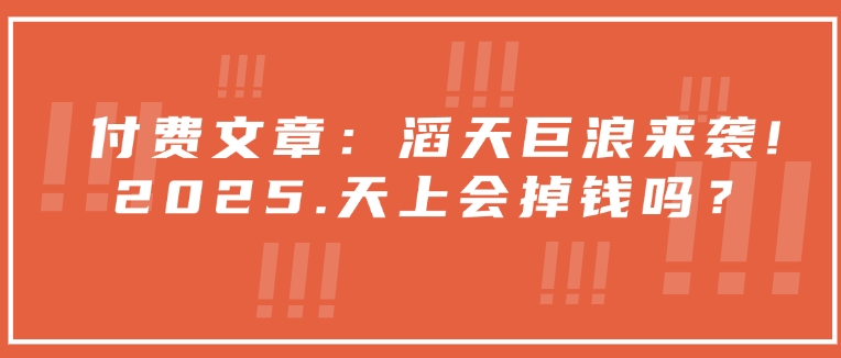 付费文章：滔天巨浪来袭！2025天上会掉钱吗？-科景网创