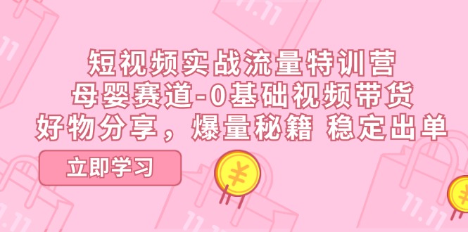 短视频实战流量特训营，母婴赛道-0基础带货，好物分享，爆量秘籍 稳定出单-科景网创