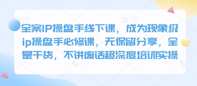 全案IP操盘手线下课，成为现象级ip操盘手必修课，无保留分享，全是干货，不讲废话超深度培训实操-科景网创