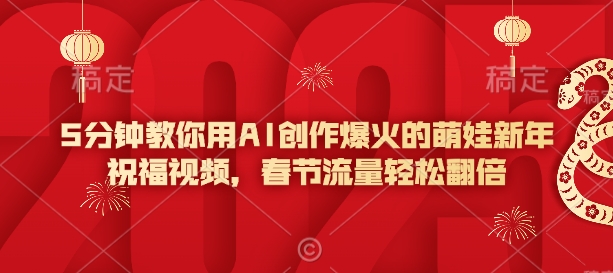 5分钟教你用AI创作爆火的萌娃新年祝福视频，春节流量轻松翻倍-科景网创