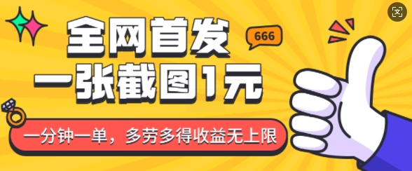 全网首发，一张截图1块钱，一分钟一单，多劳多得，收益无上限-科景网创