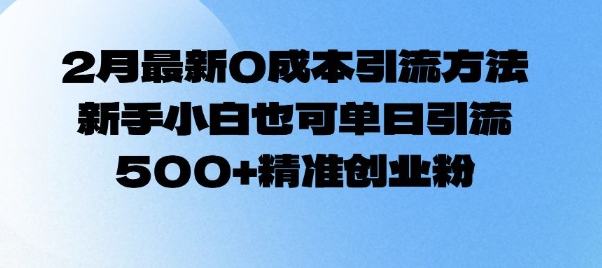 2月最新0成本引流方法，新手小白也可单日引流500+精准创业粉-科景网创