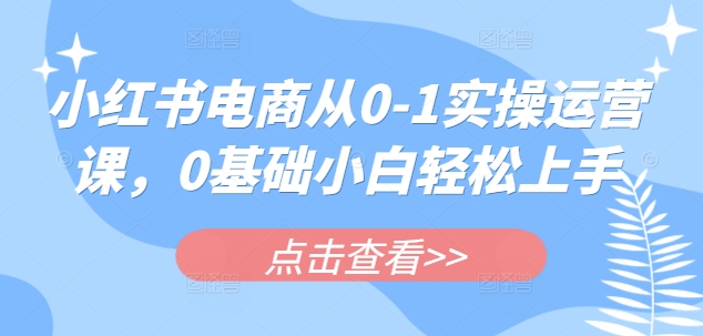 小红书电商从0-1实操运营课，0基础小白轻松上手-科景网创