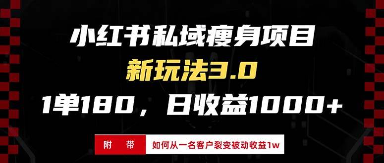 小红书瘦身项目3.0模式，新手小白日赚收益1000+（附从一名客户裂变收益…-科景网创