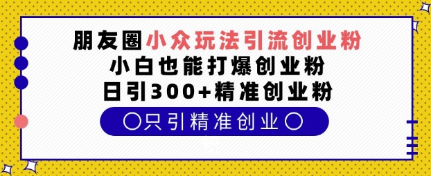 朋友圈小众玩法引流创业粉，小白也能打爆创业粉，日引300+精准创业粉【揭秘】-科景网创