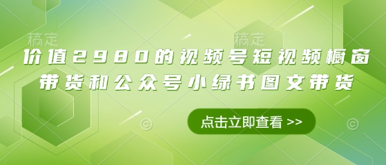 价值2980的视频号短视频橱窗带货和公众号小绿书图文带货-科景网创