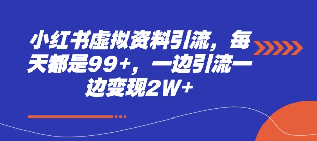 小红书虚拟资料引流，每天都是99+，一边引流一边变现2W+-科景网创