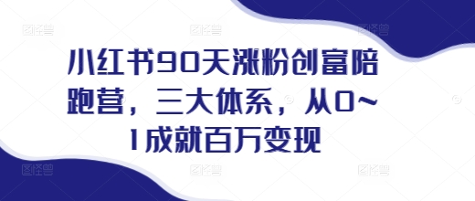 小红书90天涨粉创富陪跑营，​三大体系，从0~1成就百万变现，做小红书的最后一站-科景网创
