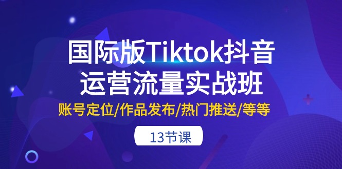 国际版Tiktok抖音运营流量实战班：账号定位/作品发布/热门推送/等等-13节-科景网创
