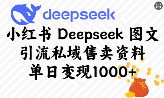 小红书Deepseek图文引流私域售卖资料，单日变现多张-科景网创