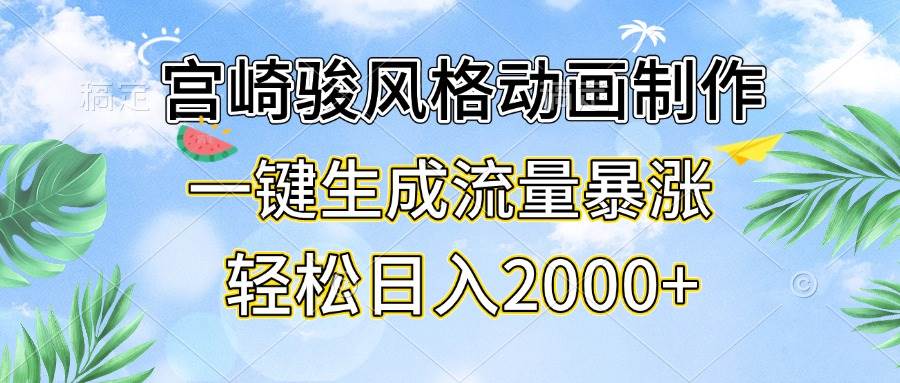 宫崎骏风格动画制作，一键生成流量暴涨，轻松日入2000+-科景网创