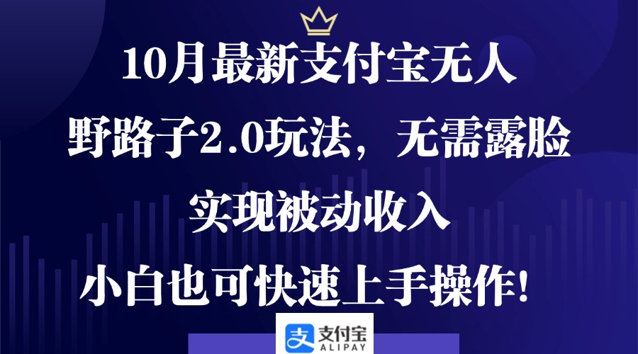 10月最新支付宝无人野路子2.0玩法，无需露脸，实现被动收入，小白也可…-科景网创