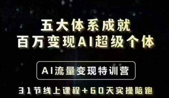 五大体系成就百万变现AI超级个体- AI流量变现特训营，一步一步教你一个人怎么年入百W-科景网创