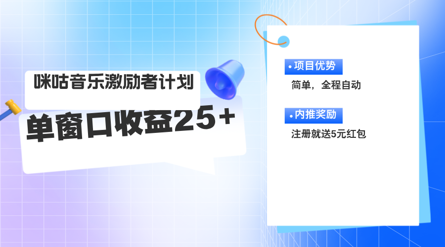咪咕激励者计划，单窗口收益20~25，可矩阵操作-科景网创