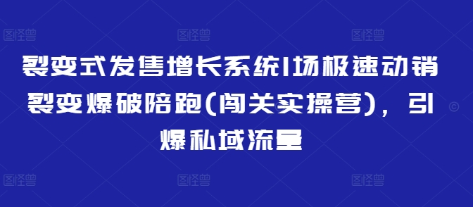 裂变式发售增长系统1场极速动销裂变爆破陪跑(闯关实操营)，引爆私域流量-科景网创