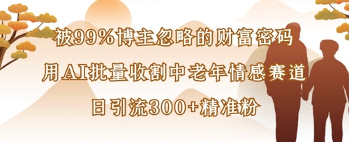 被99%博主忽略的财富密码：用AI批量收割中老年情感赛道，日引流300+精准粉-科景网创